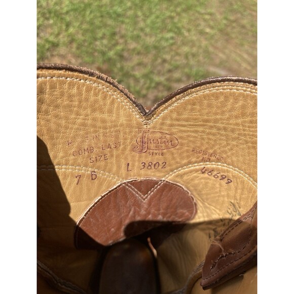 90s Justin Roper Womens 7B Brown Leather Cowboy Western Boots L3802 Cognac Vtg - Picture 9 of 10